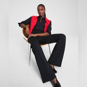 New Spanx Black Ponte Knit Pull On Pants Straight Leg Size L